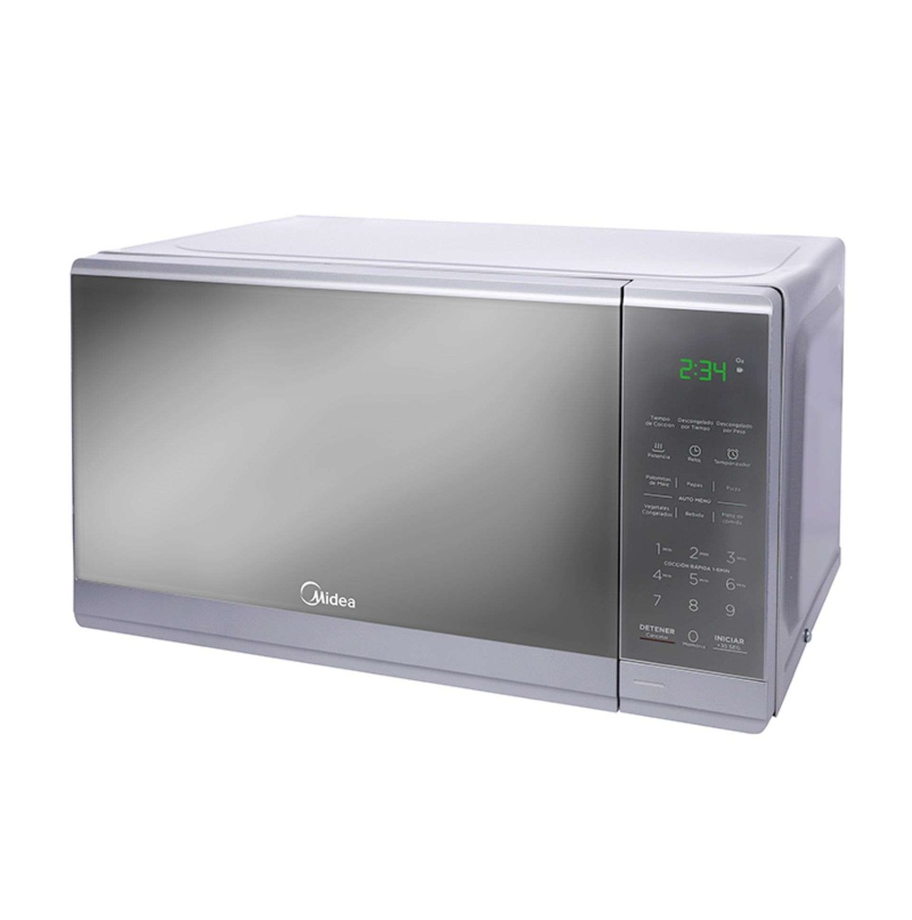 [MMDF07S2MG] Horno de Microondas Midea Practia 0.7 Pies Cúbicos (20L) Silver Mirror MMDF07S2MG