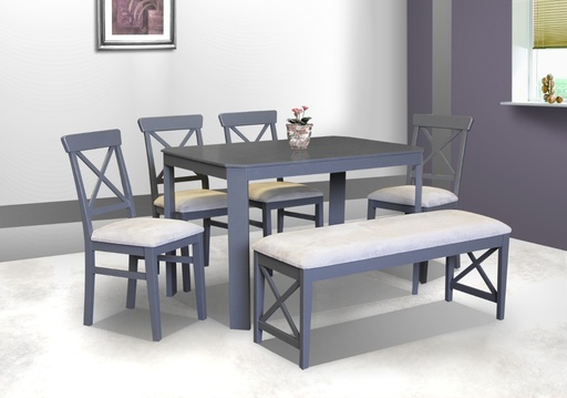 [ALABAMA X BANCA 4 SILLAS GRIS] Antecomedor Chavoya Alabama x Banca 4 Sillas Gris